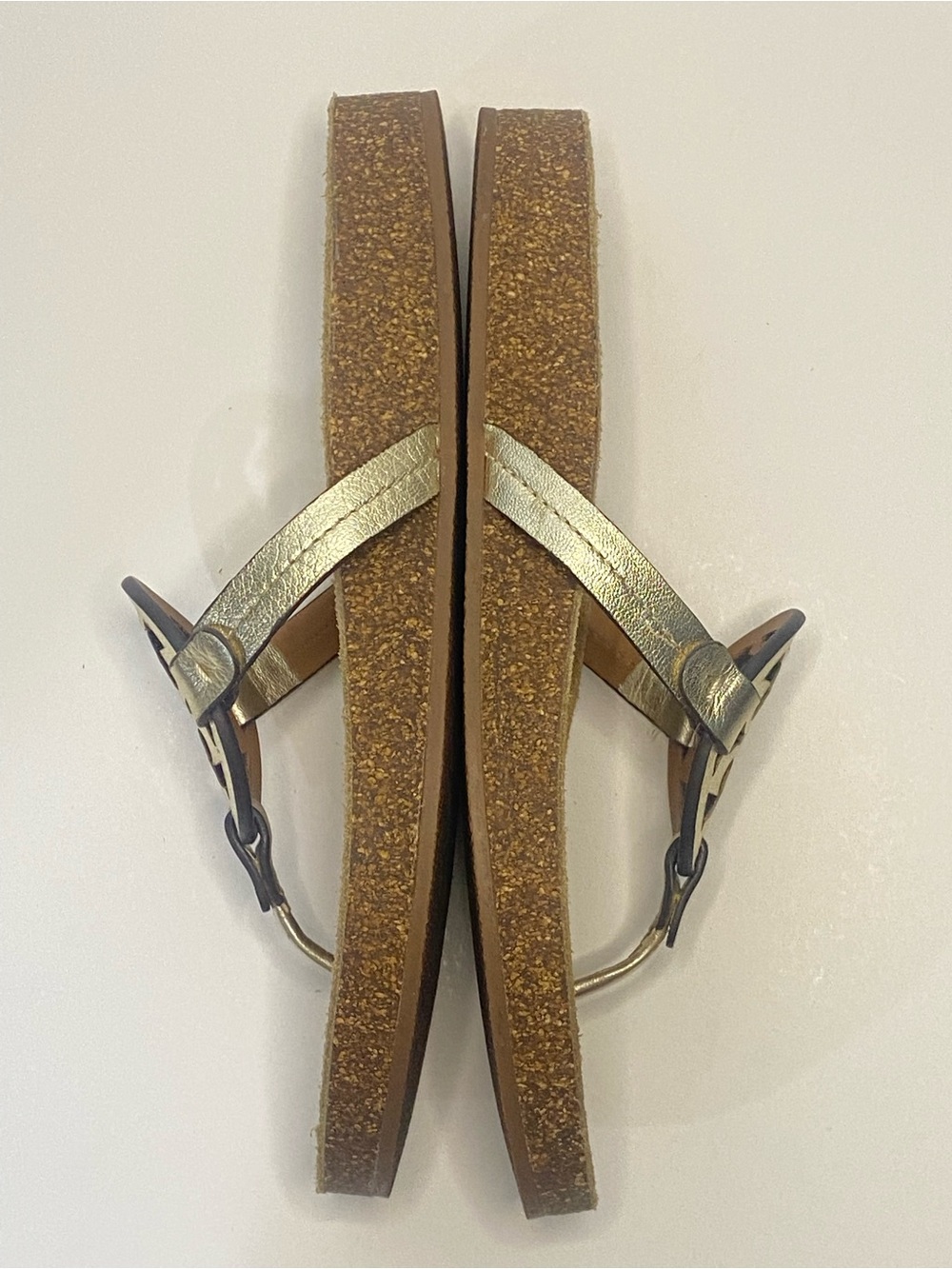 Tory Burch Miller Cloud Metallic Gold Cork Footbed Thong Sandals size 10 EUC - Picture 7 of 11